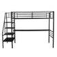 Mod Black Twin Size Metal Loft Bed With Desk And Stairs By Homeroots | Beds | Modishstore - 4