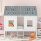 Playhouse With Windows And Roof White Twin Size Low Loft Bed By Homeroots | Beds | Modishstore - 2