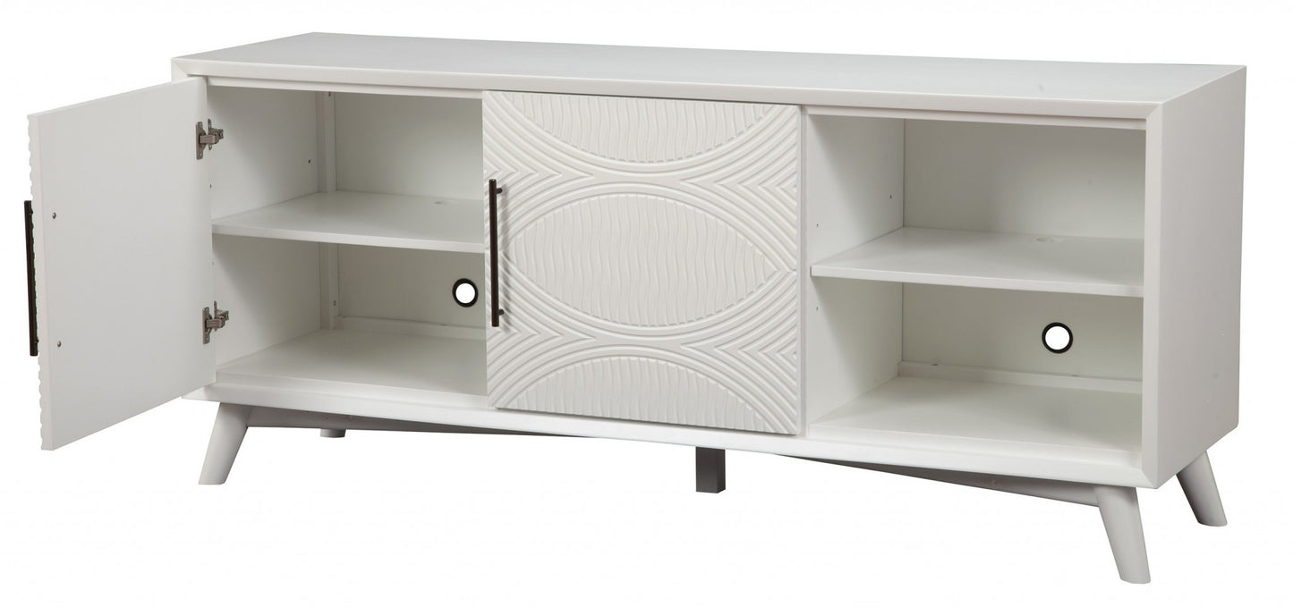 Stylish White Textured Mid Century Mod TV Console By Homeroots | TV Stands | Modishstore - 3