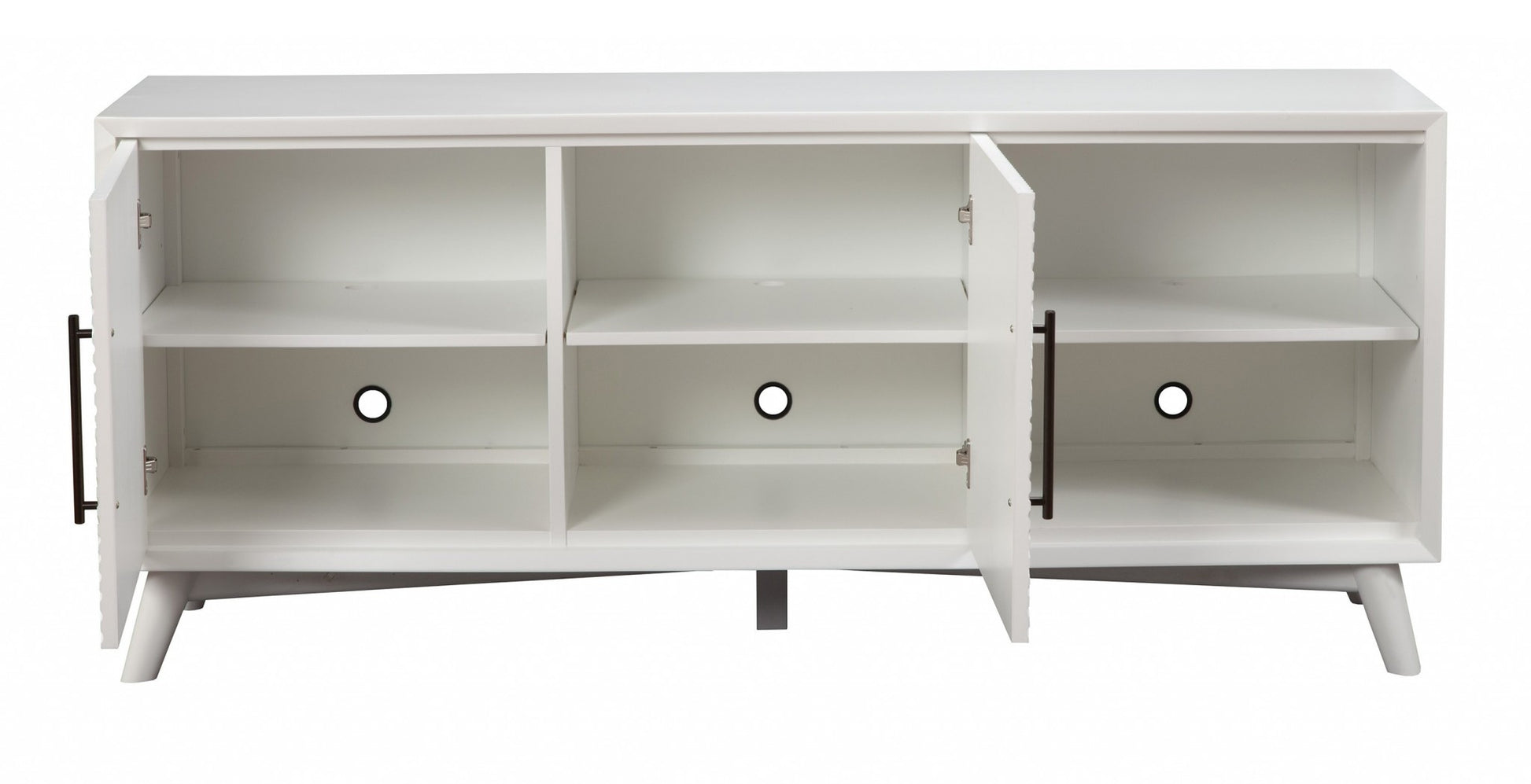 Stylish White Textured Mid Century Mod TV Console By Homeroots | TV Stands | Modishstore - 5