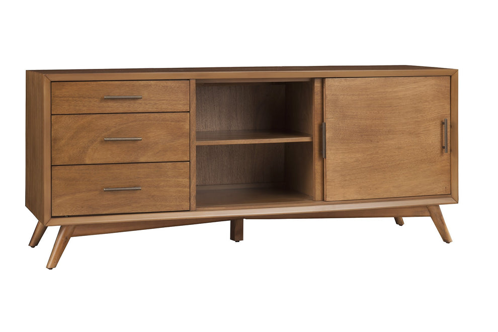 64" Wood Brown Mahogany Solids & Okoume Veneer Open shelving TV Stand By Homeroots | TV Stands | Modishstore - 2