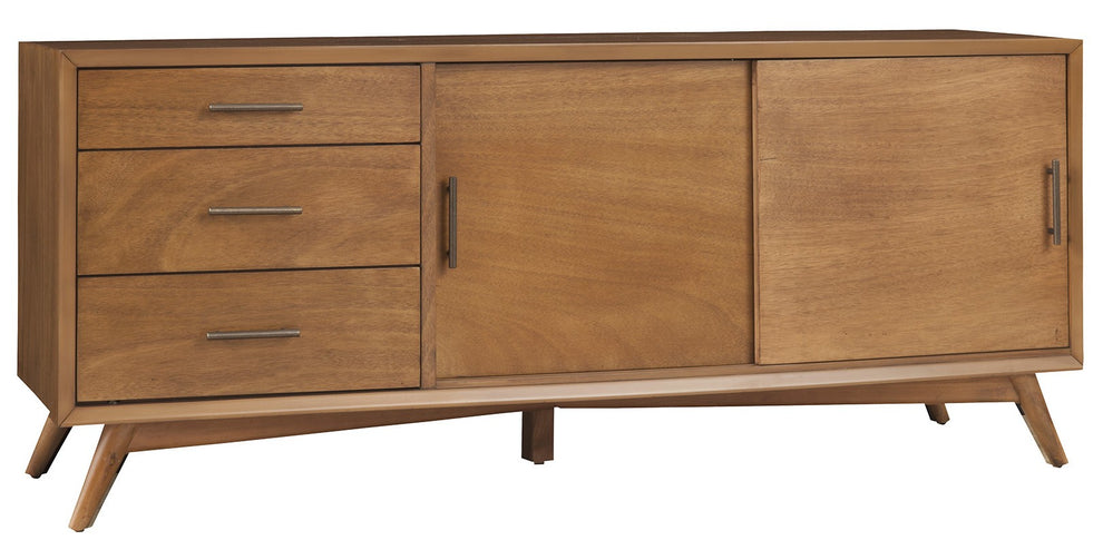 64" Wood Brown Mahogany Solids & Okoume Veneer Open shelving TV Stand By Homeroots | TV Stands | Modishstore - 6