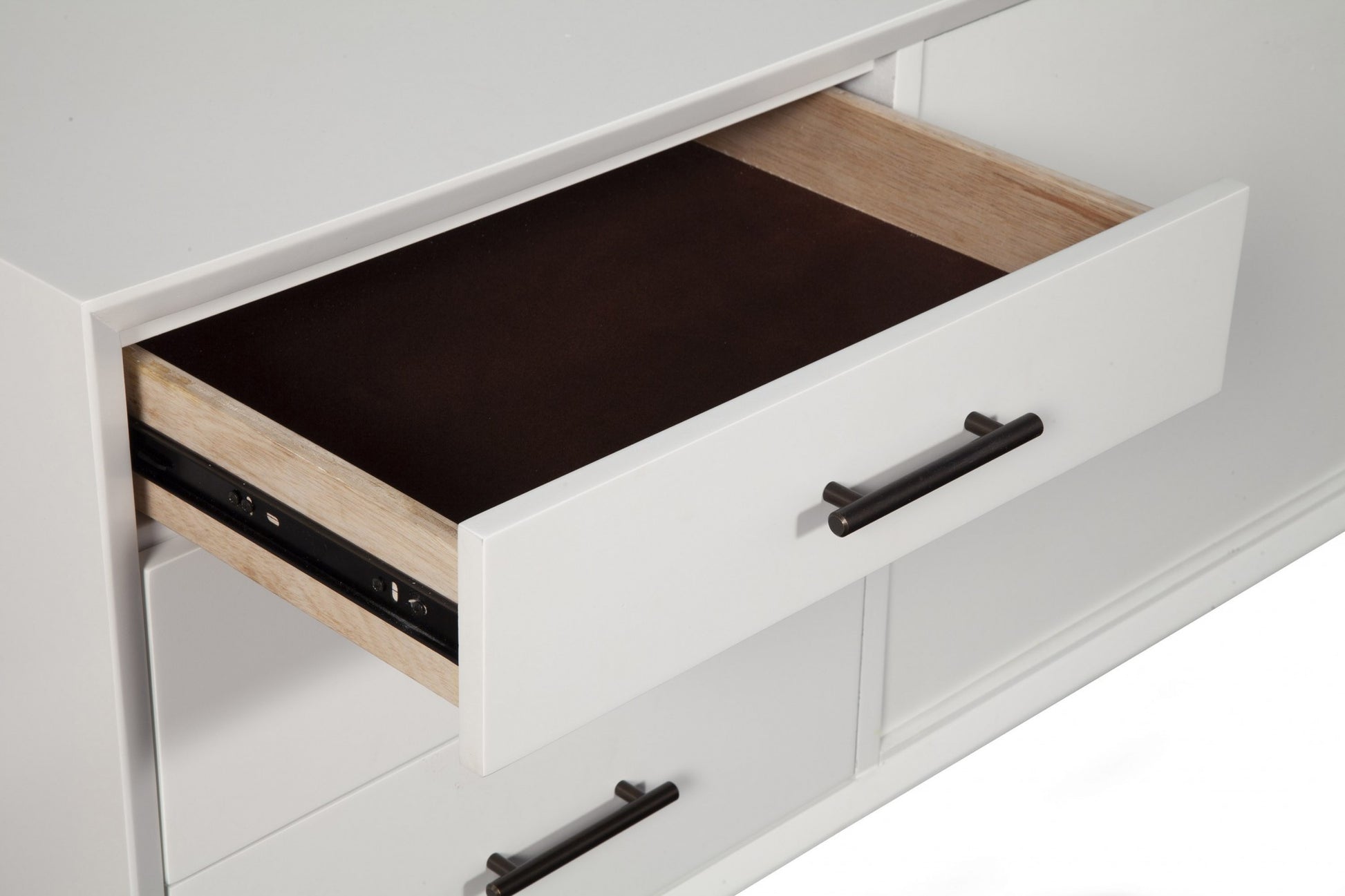 64" White Mahogany Solids Okoume And Veneer Open Shelving TV Stand By Homeroots | TV Stands | Modishstore - 7