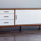 Flair 64" Acorn and White Mid Century Mod TV Console By Homeroots | TV Stands | Modishstore - 2