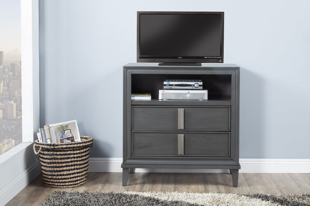 Contemporary Dark Grey TV Console Cabinet By Homeroots | TV Stands | Modishstore - 2