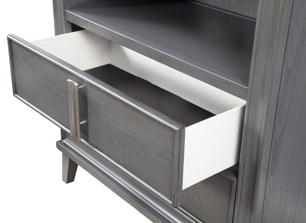 Contemporary Dark Grey TV Console Cabinet By Homeroots | TV Stands | Modishstore - 4