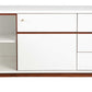 White Mid Century Mod TV Console with Acorn Accents By Homeroots | TV Stands | Modishstore - 4
