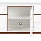 White Mid Century Mod TV Console with Acorn Accents By Homeroots | TV Stands | Modishstore - 5