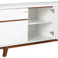 White Mid Century Mod TV Console with Acorn Accents By Homeroots | TV Stands | Modishstore - 6