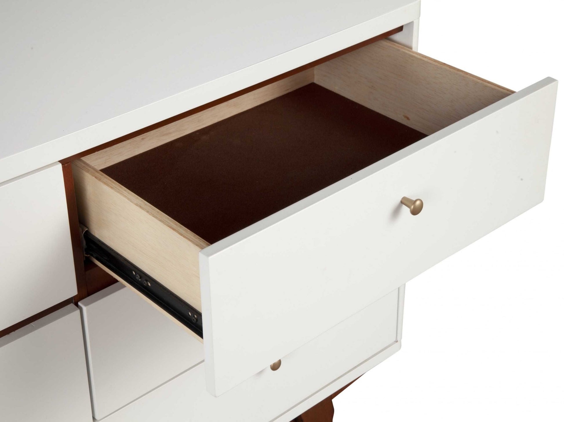 White Mid Century Mod TV Console with Acorn Accents By Homeroots | TV Stands | Modishstore - 7