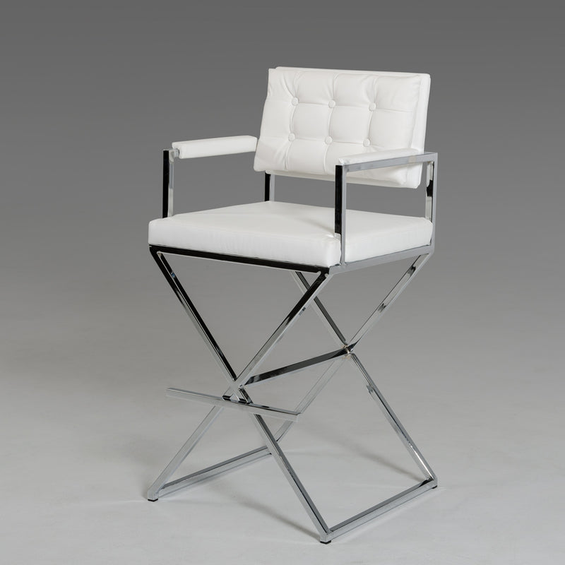 Vig Furniture Modrest Coppola Modern White Leatherette Bar Stool | Modishstore | Bar Stools
