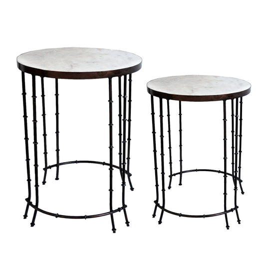 A&B Home Fenna Side Tables With Marble Top - Set Of 2 | Nesting Tables | Modishstore