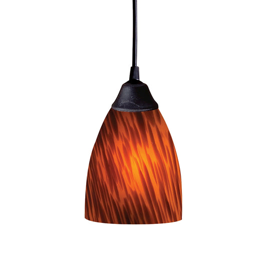 Classico 1-Light Mini Pendant in Dark Rust with Espresso Glass ELK Lighting | Pendant Lamps | Modishstore