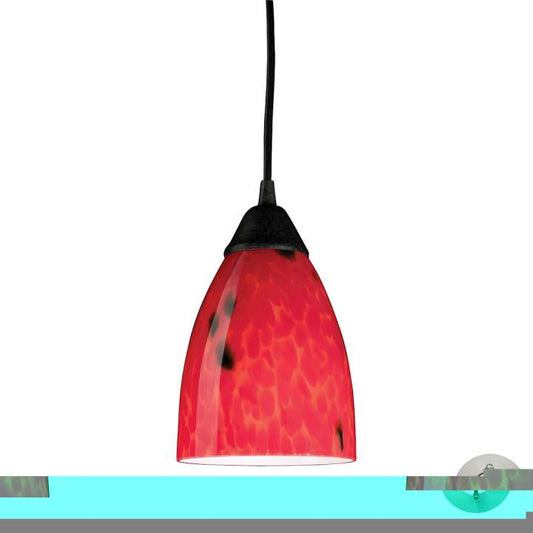 Classico 1-Light Mini Pendant in Dark Rust with Fire Red Glass - Includes Adapter Kit | Pendant Lamps | Modishstore