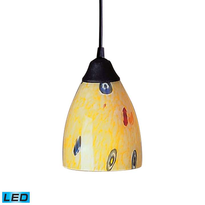 Classico 1-Light Mini Pendant in Dark Rust with Yellow Blaze Glass - Includes LED Bulb | Pendant Lamps | Modishstore