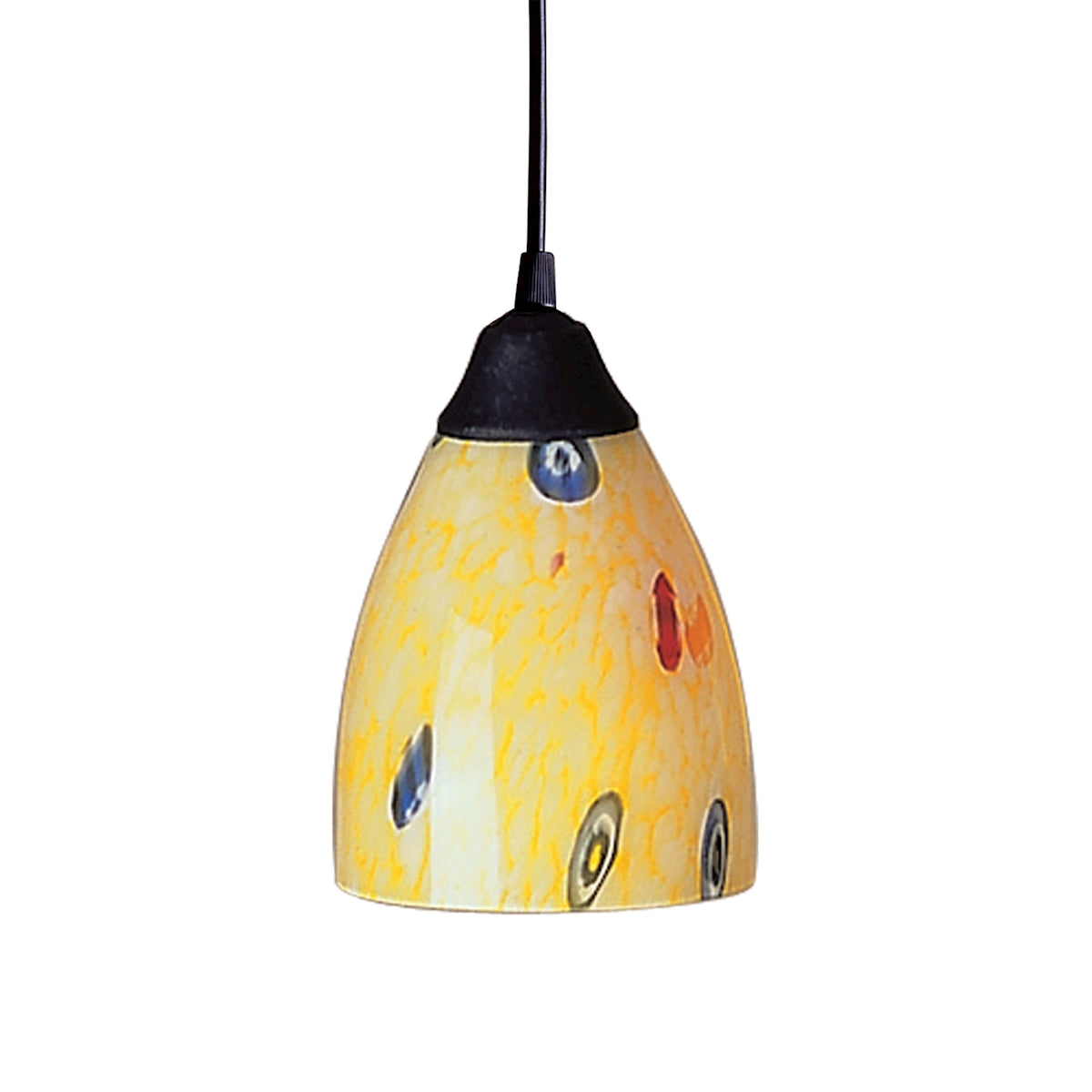 Classico 1-Light Mini Pendant in Dark Rust with Yellow Blaze Glass ELK Lighting | Pendant Lamps | Modishstore