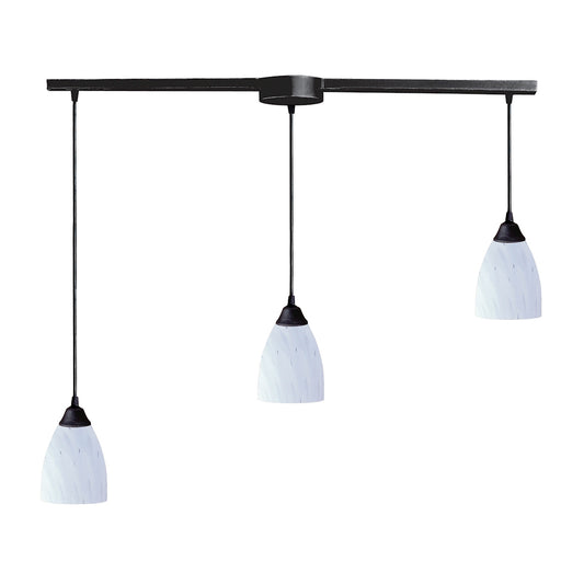 Classico 3-Light Linear Pendant Fixture in Dark Rust with Simple White Glass ELK Lighting | Pendant Lamps | Modishstore