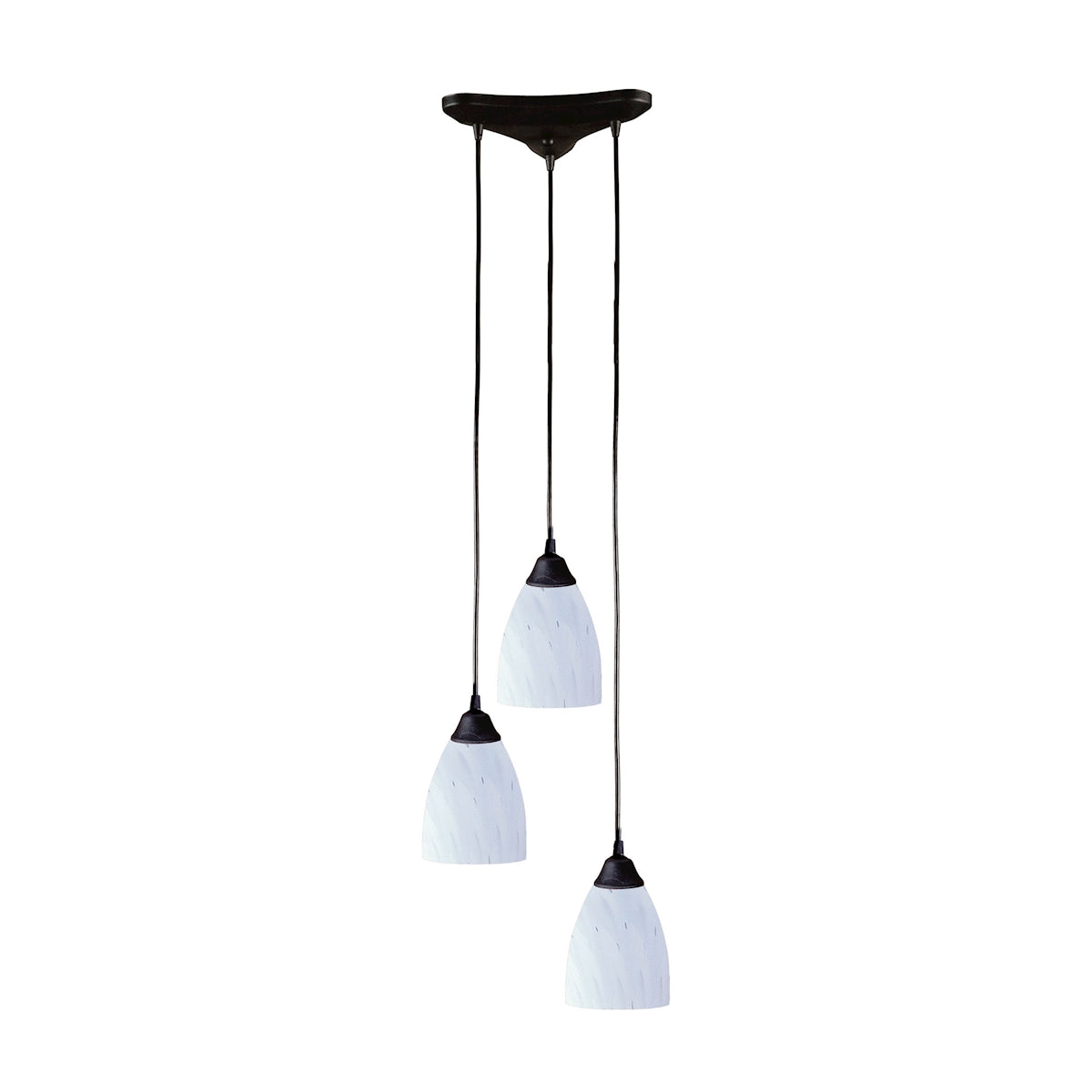 Classico 3-Light Triangular Pendant Fixture in Dark Rust with Simple White Glass ELK Lighting | Pendant Lamps | Modishstore