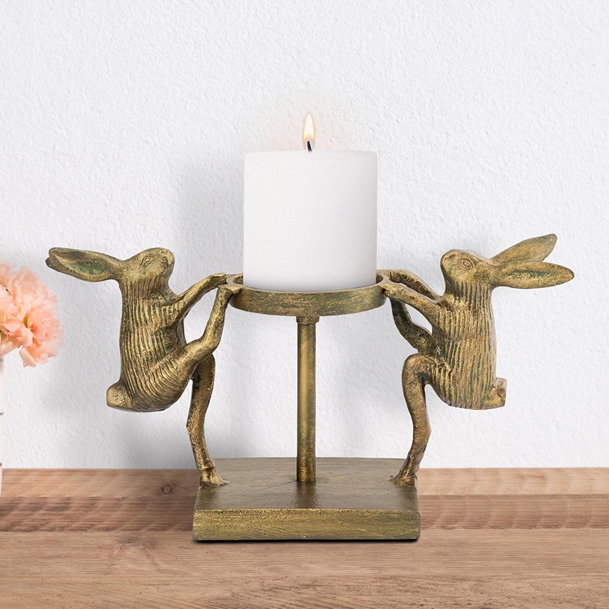 Dancing Rabbits Pillar Candleh By SPI Home | Candle Holders | Modishstore
