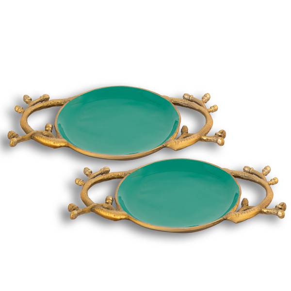 Branch Platters with Emerald Green Trays Set By SPI Home | Trays | Modishstore-2