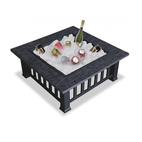 32" Gray Square Charcoal or Wood Burning Fire Pit with Cover By Homeroots | FIRE PITS | Modishstore - 3
