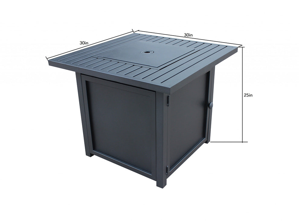 30" Black Square Slat Top Fire Pit Table with Lid By Homeroots | FIRE PITS | Modishstore - 3