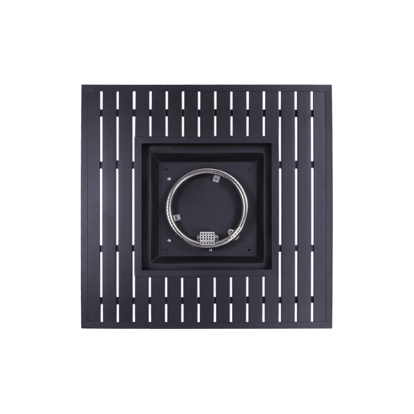 30" Black Square Slat Top Fire Pit Table with Lid By Homeroots | FIRE PITS | Modishstore - 4