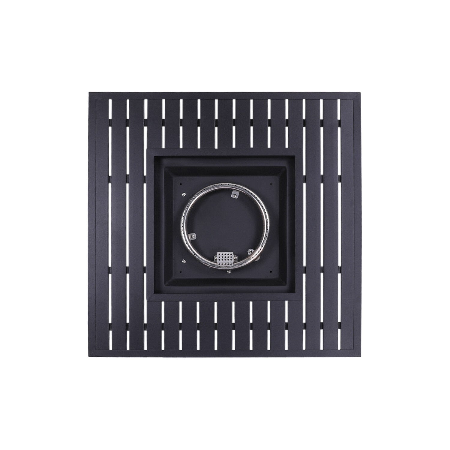 30" Black Square Slat Top Fire Pit Table with Lid By Homeroots | FIRE PITS | Modishstore - 4