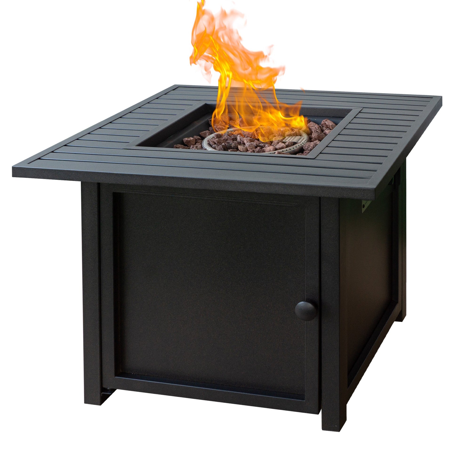 30" Brown Square Slat Top Fire Pit Table with Lid By Homeroots | FIRE PITS | Modishstore