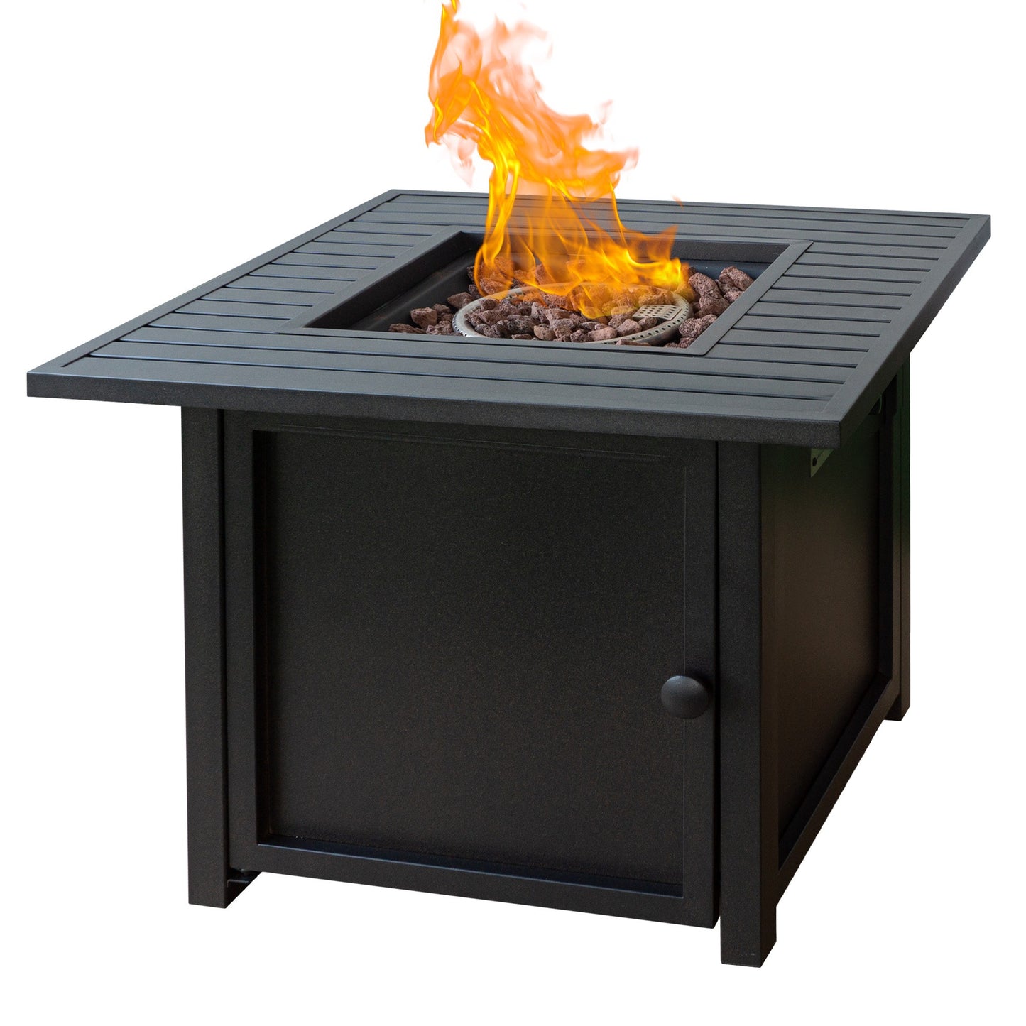 30" Brown Square Slat Top Fire Pit Table with Lid By Homeroots | FIRE PITS | Modishstore - 2