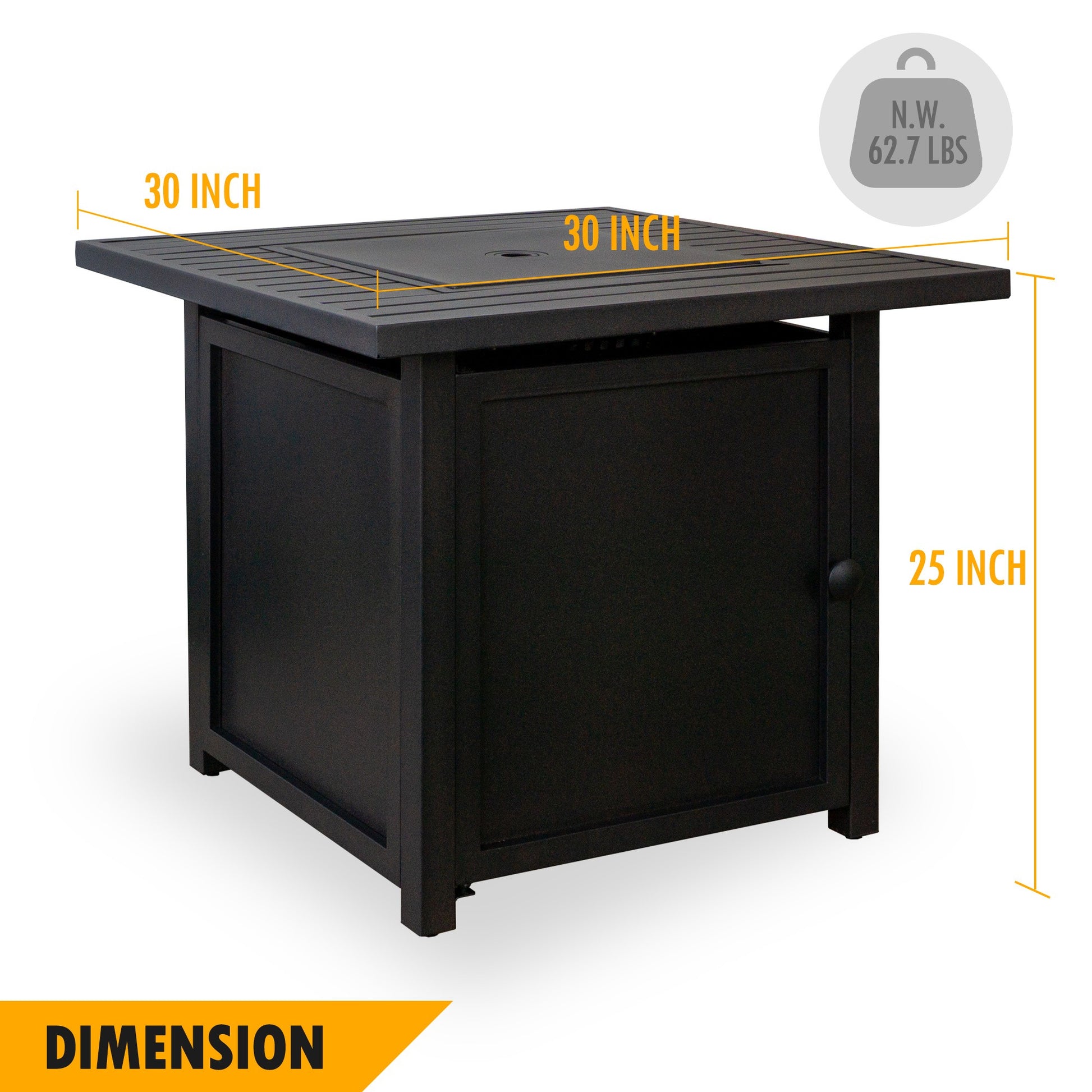 30" Brown Square Slat Top Fire Pit Table with Lid By Homeroots | FIRE PITS | Modishstore - 4