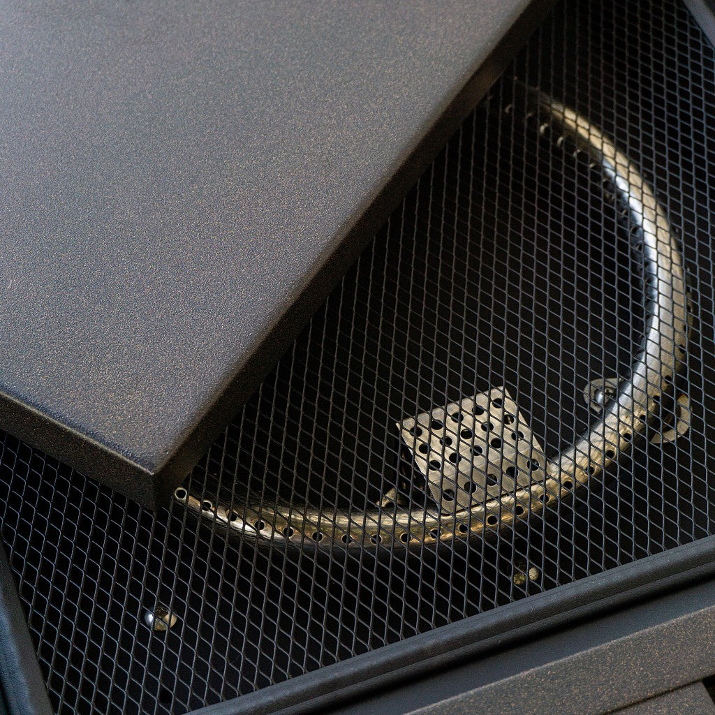 30" Brown Square Slat Top Fire Pit Table with Lid By Homeroots | FIRE PITS | Modishstore - 7