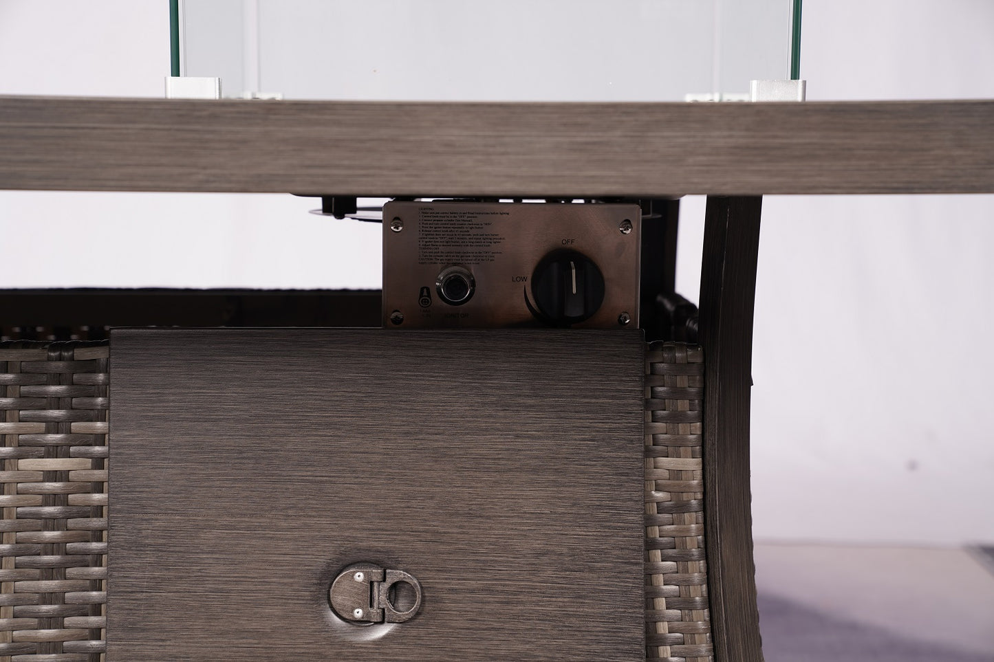 Gray Wicker Outdoor Gas Fire Pit Table with Ice Bucket By Homeroots | Outdoor Tables | Modishstore - 2