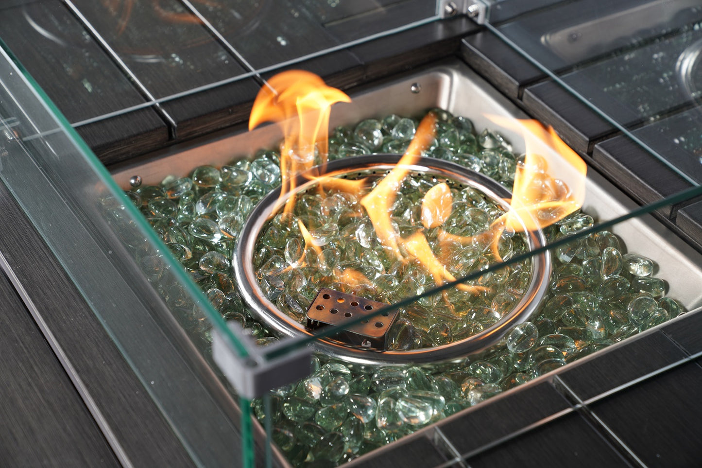 Gray Wicker Outdoor Gas Fire Pit Table with Ice Bucket By Homeroots | Outdoor Tables | Modishstore - 3