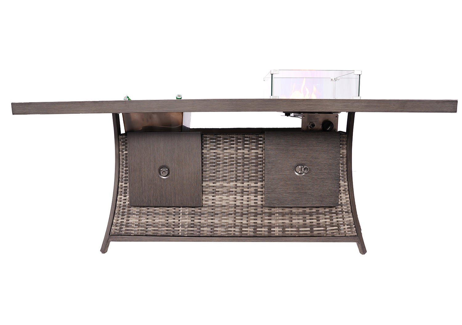 Gray Wicker Outdoor Gas Fire Pit Table with Ice Bucket By Homeroots | Outdoor Tables | Modishstore - 9