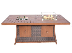 Brown Wicker Outdoor Gas Fire Pit Table with Ice Bucket By Homeroots
