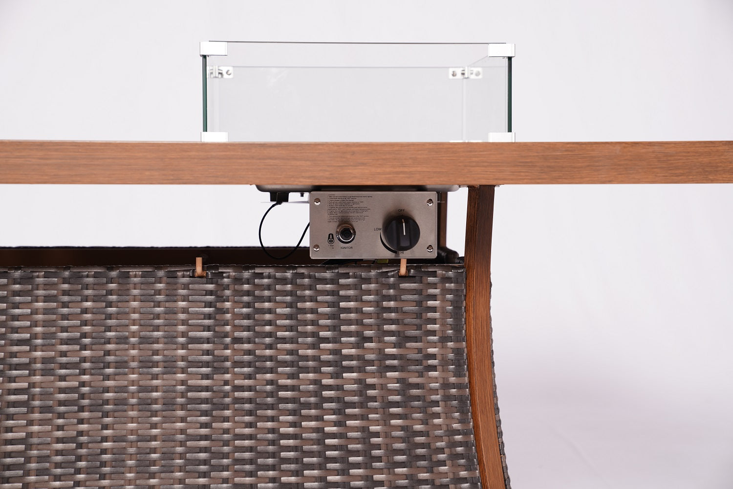 Brown Wicker Outdoor Gas Fire Pit Table with Ice Bucket By Homeroots | Outdoor Tables | Modishstore - 5