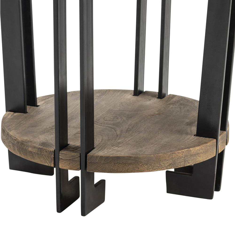 Crestview Collection Bengal Manor Iron and Acacia Wood Round End Table | Modishstore - 2