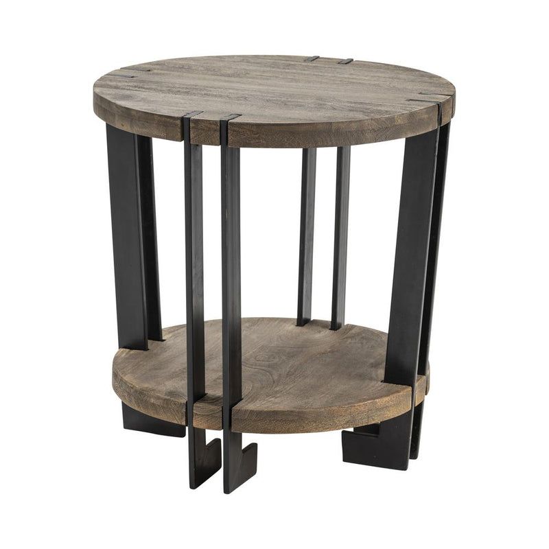 Crestview Collection Bengal Manor Iron and Acacia Wood Round End Table | Modishstore