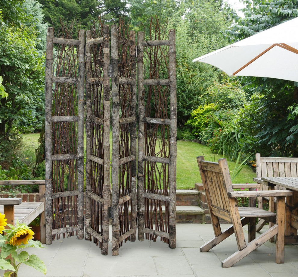 Earthy Birch And Twig Four Panel Room Divider Screen By Homeroots | Room Dividers | Modishstore - 5