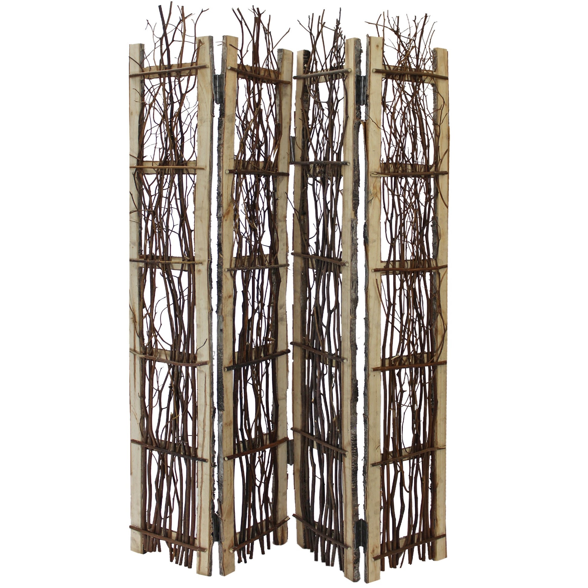 Earthy Birch And Twig Four Panel Room Divider Screen By Homeroots | Room Dividers | Modishstore - 6