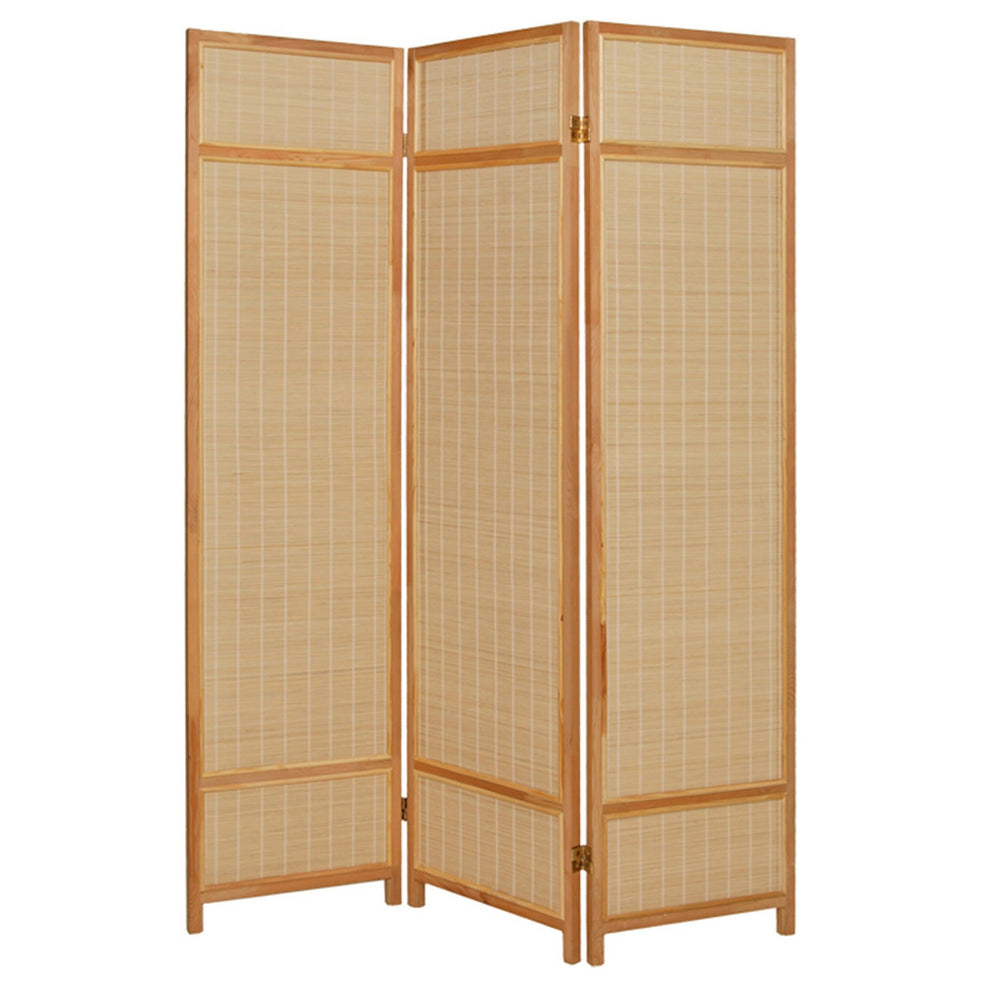 Natural Brown Bamboo Three Panel Room Divider Screen By Homeroots | Room Dividers | Modishstore - 2