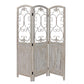 Romantic Whitewashed Scroll Three Panel Room Divider Screen By Homeroots | Room Dividers | Modishstore