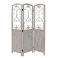 Romantic Whitewashed Scroll Three Panel Room Divider Screen By Homeroots | Room Dividers | Modishstore - 2