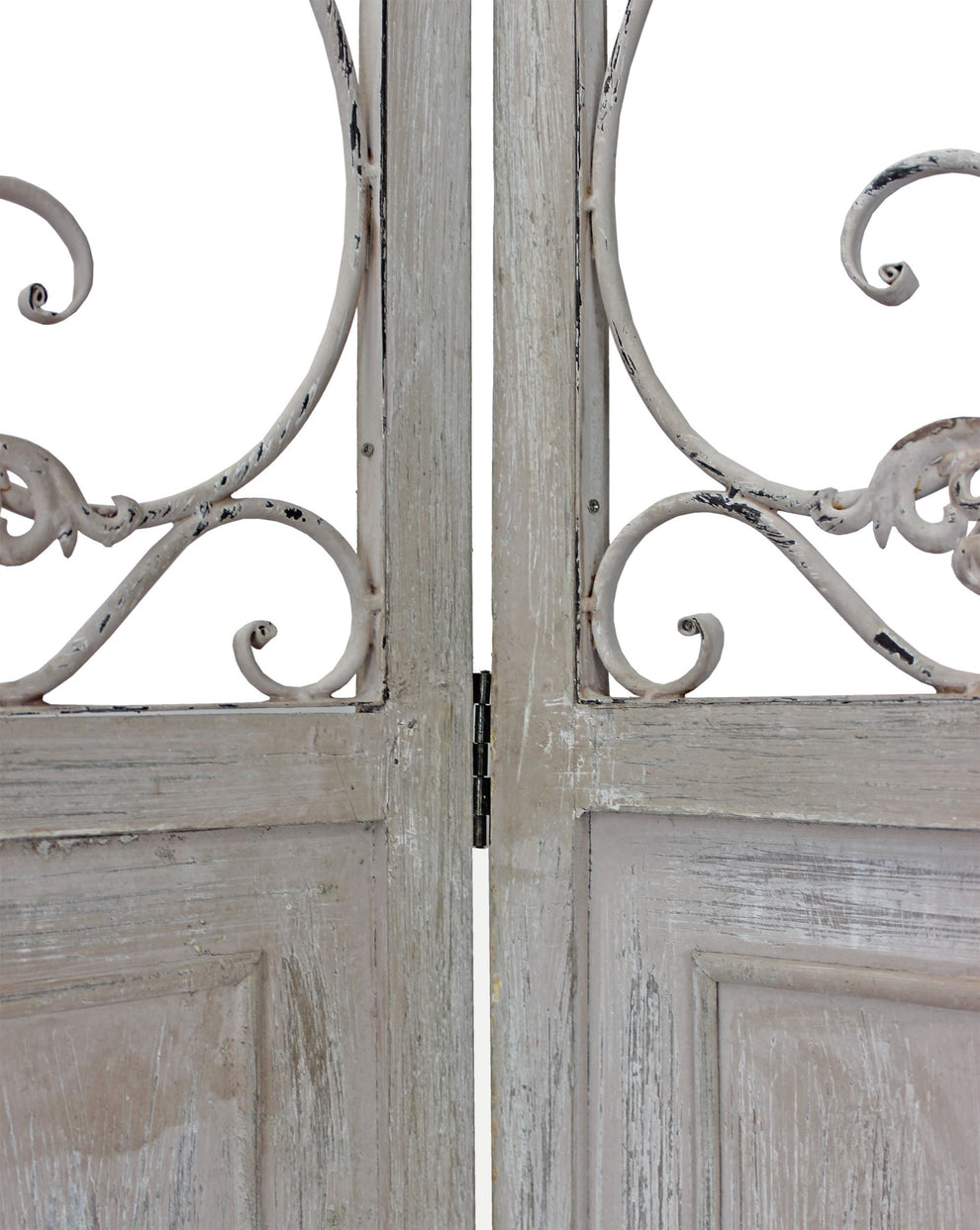 Romantic Whitewashed Scroll Three Panel Room Divider Screen By Homeroots | Room Dividers | Modishstore - 6