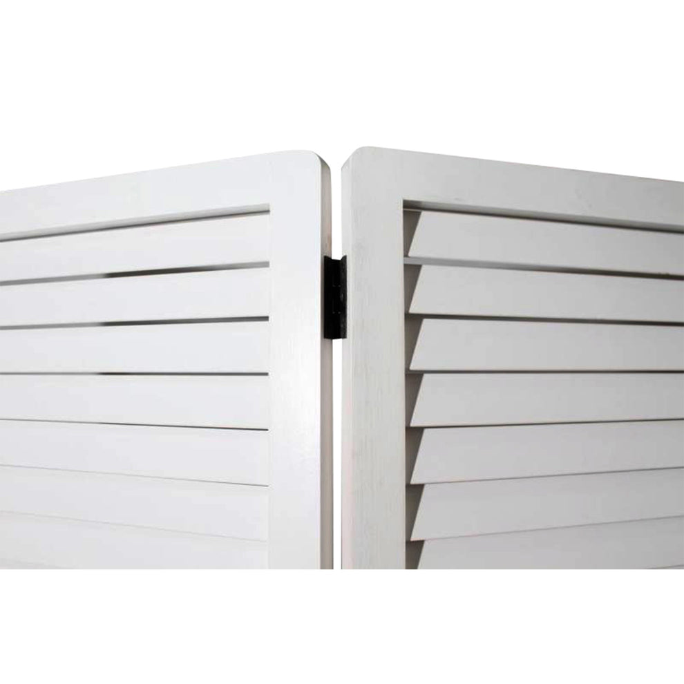 White Louvered Three Panel Room Divider Screen By Homeroots | Room Dividers | Modishstore - 5