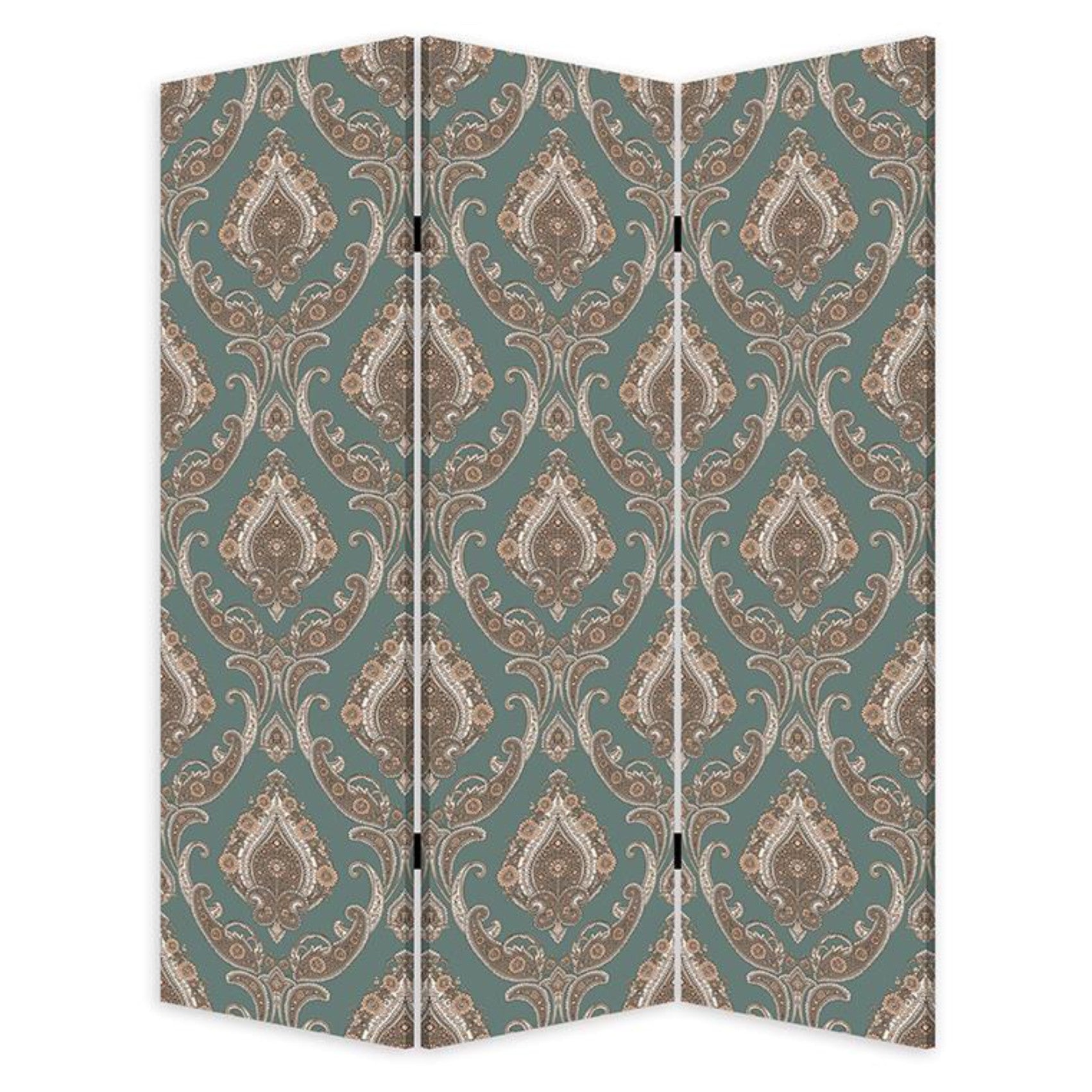 Vintage Green Baroque Three Panel Room Divider Screen By Homeroots | Room Dividers | Modishstore