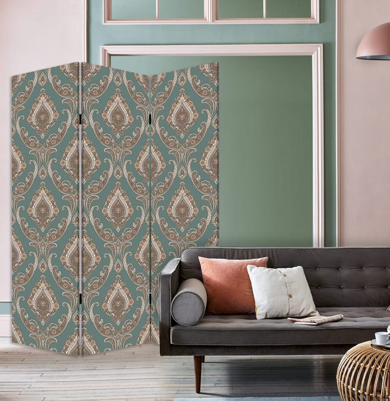 Vintage Green Baroque Three Panel Room Divider Screen By Homeroots | Room Dividers | Modishstore