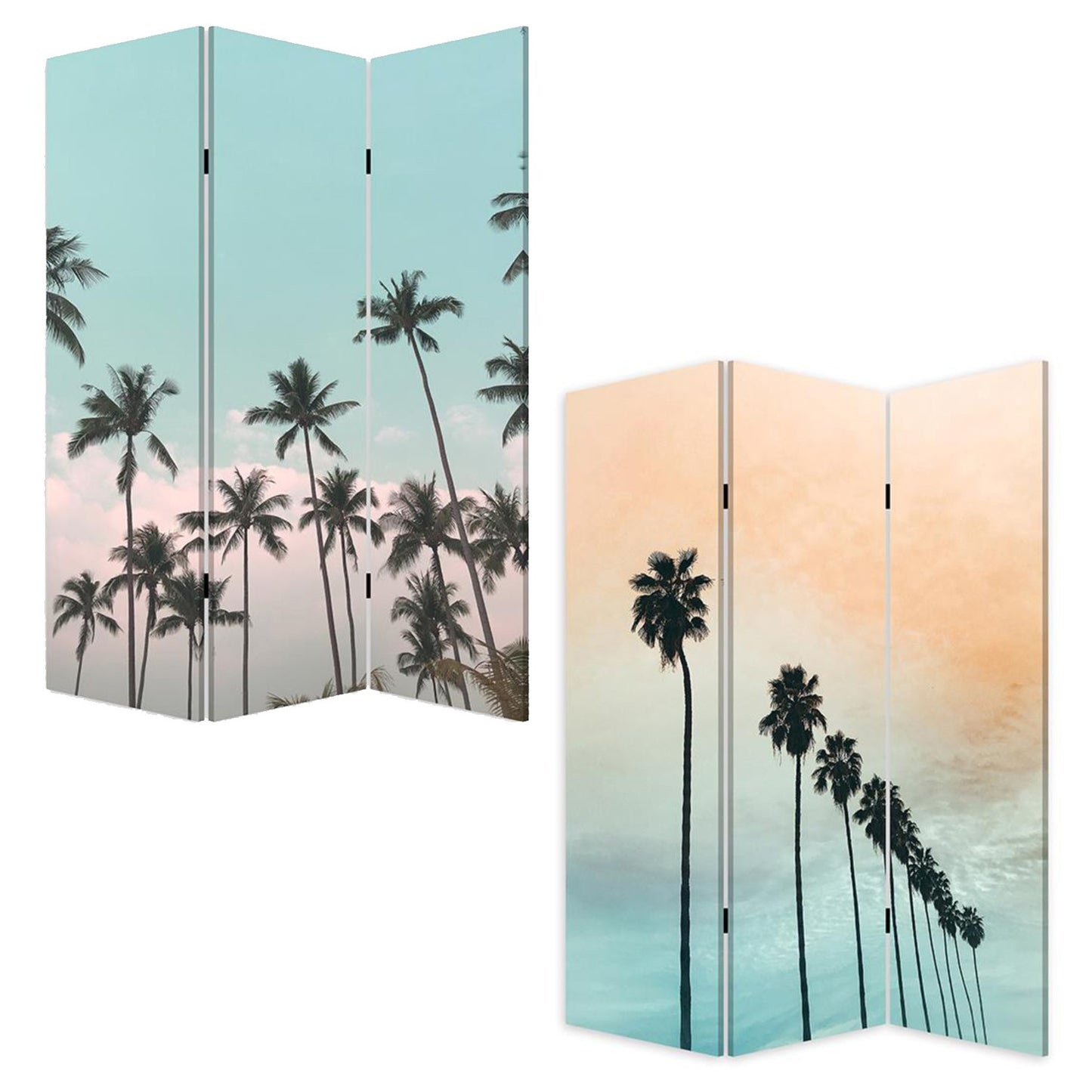 Tropical Palm Trees Room Three Panel Divider Screen By Homeroots | Room Dividers | Modishstore - 3