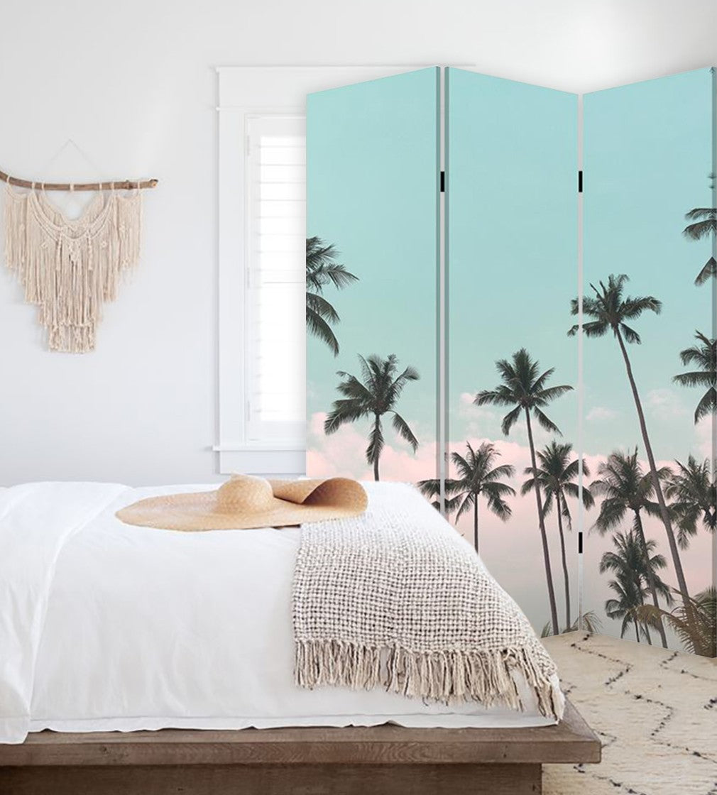 Tropical Palm Trees Room Three Panel Divider Screen By Homeroots | Room Dividers | Modishstore - 4